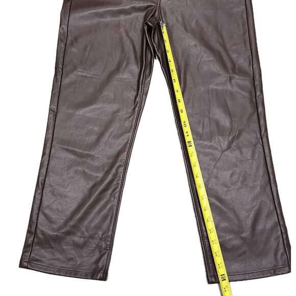 Made and loved LOFT Pants Women's Faux Leather Brown Size 6/28 Straight Leg - Picture 3 of 9